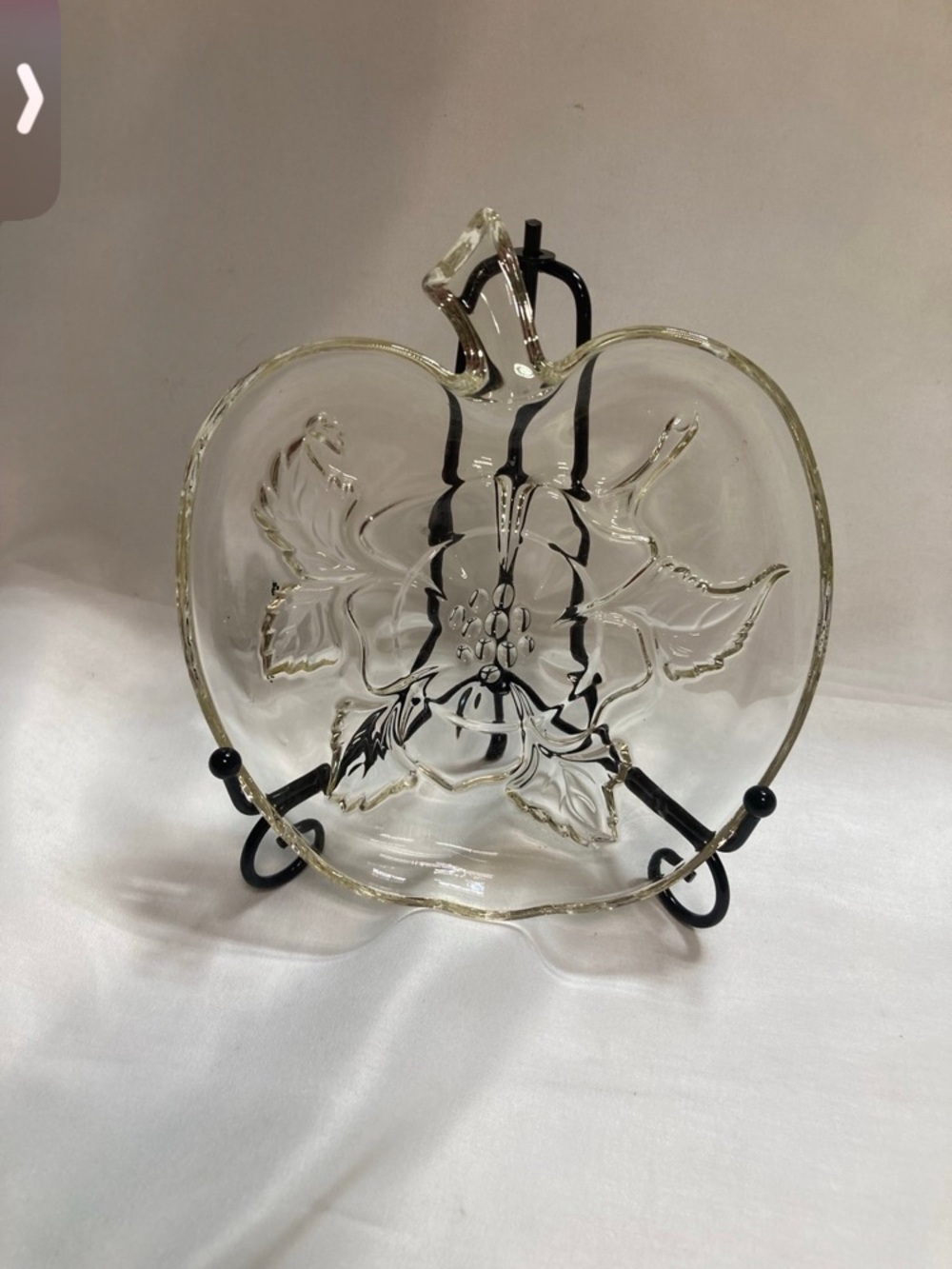 Hazel Atlas Orchard Apple Blossom clear glass snack plate